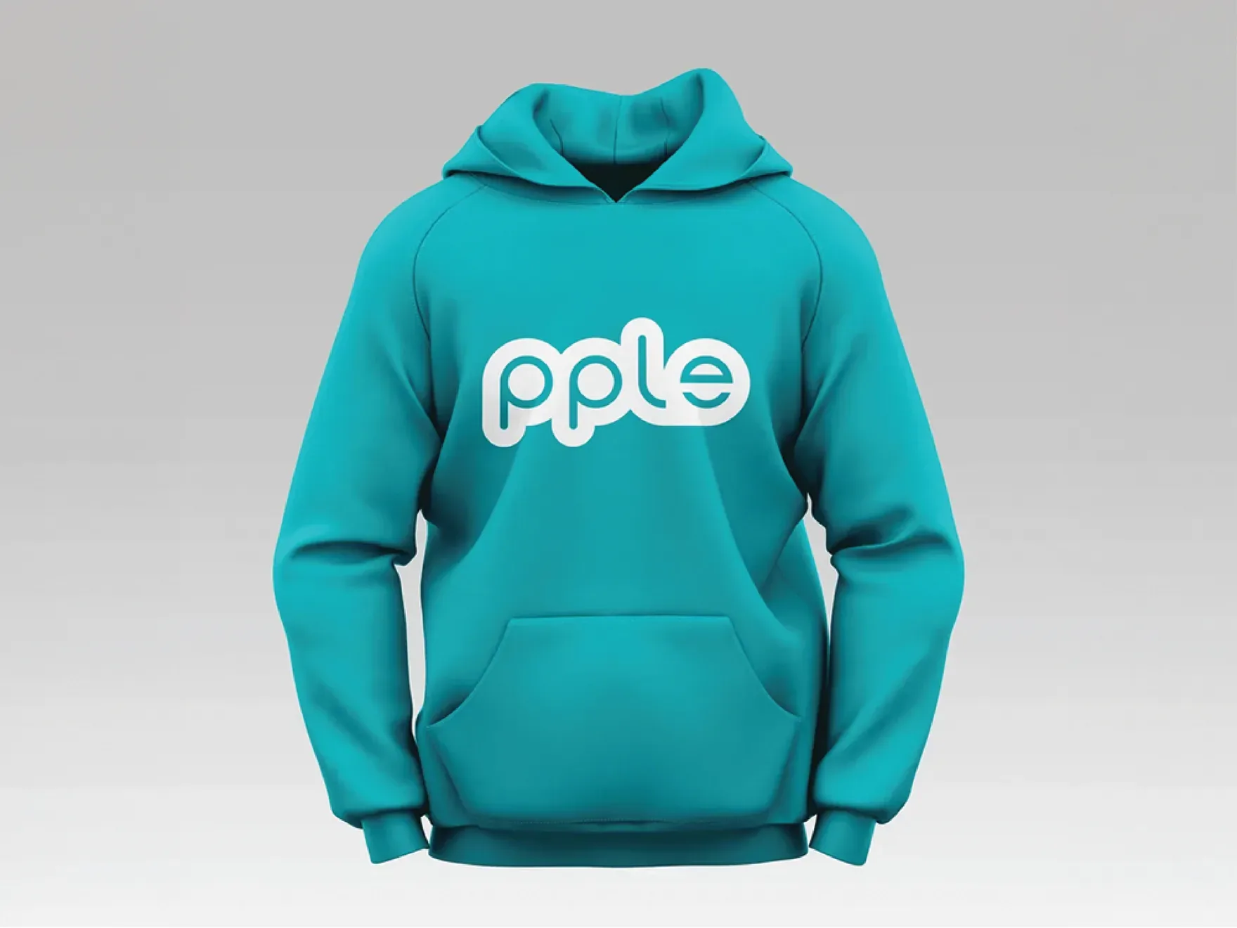 Teal hoodie with the white PPLE wordmark on the chest.