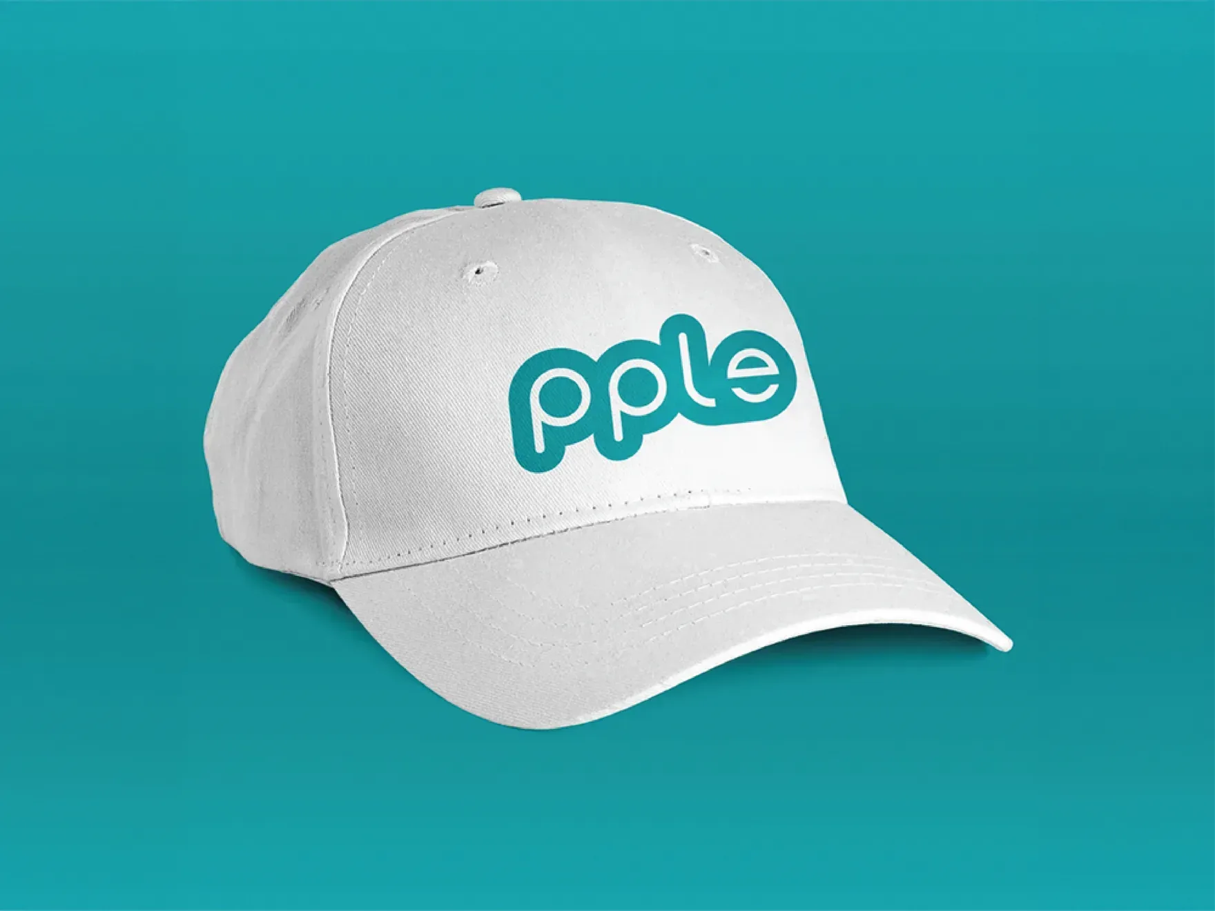 White cap with the teal PPLE wordmark.